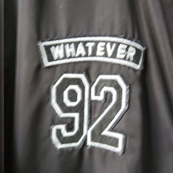 TORRID Black Whatever 92 Love Oh Yeah Patch Bomber Zip Up Jacket Coat Size 1/XL - Picture 3 of 15